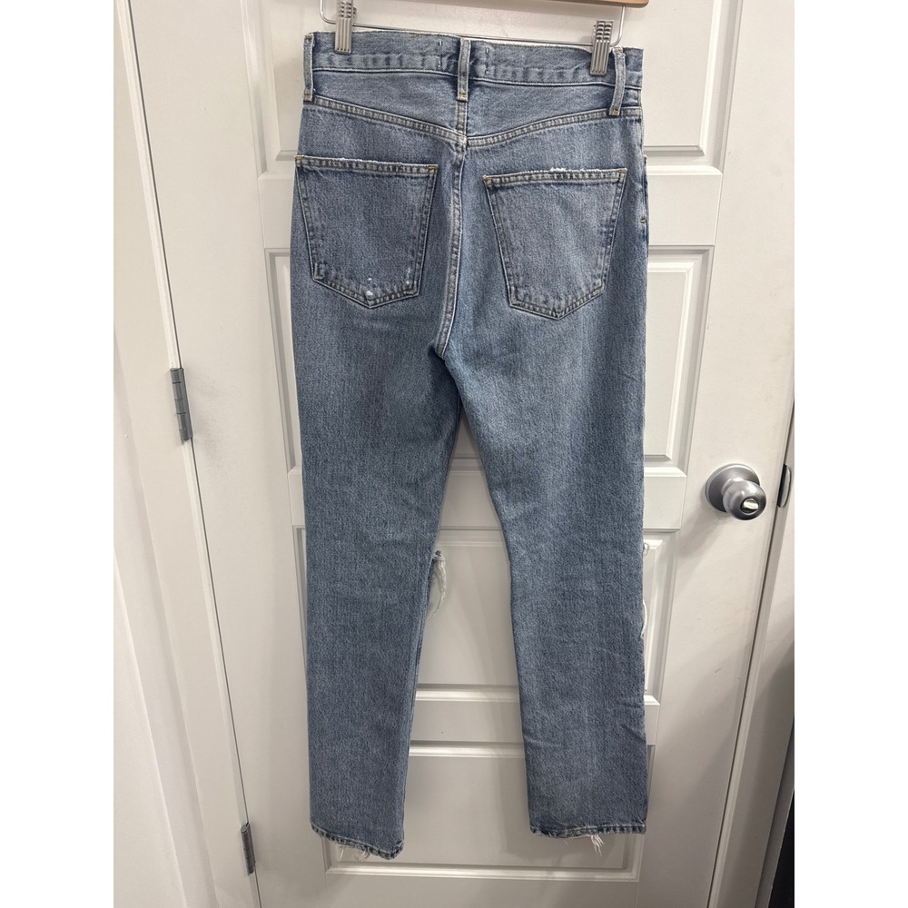 AGOLDE Lana High Rise Straight Distressed Jeans Medium Wash Size 24 Button Fly - Picture 3 of 3
